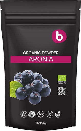 [BRSWGZABO55G22DP] b Organic Aronia Berry Powder - Black Chokeberry Superfood High in Anthocyanins & Polyphenols - Supports Immune System - Chokeberries Organic Superfood - Aronia Berries - Vegan, Gluten-Free - 1lb