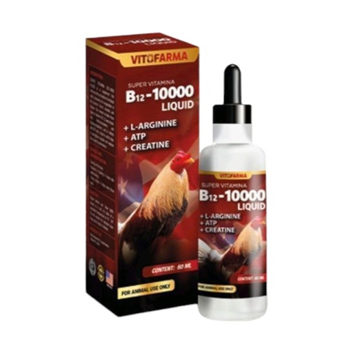 [BRSRE2Y3DMIQM2Q3] B-12 10000 Oral Liquid Supplements Roosters, Chickens, Poultry Vitamins Natural Product - 60 ml Health Support for Roosters
