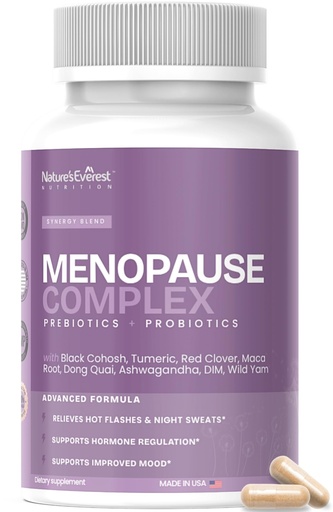 [BRSRAZI3CANWAAD7] Complete Menopause Supplement for Women – Supports Hormone Balance, Hot Flashes, Night Sweats & Mood – with DIM, Black Cohosh, Dong Quai, Chasteberry, Pre & Probiotics – 90 Capsules – Made in USA