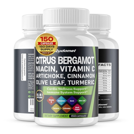 [BRSRAZT4O57BGGQ2] Citrus Bergamot Berberine Odorless Garlic Olive Leaf Cinnamon Black Chokeberry Turmeric Artichoke Black Pepper -150 Capsules