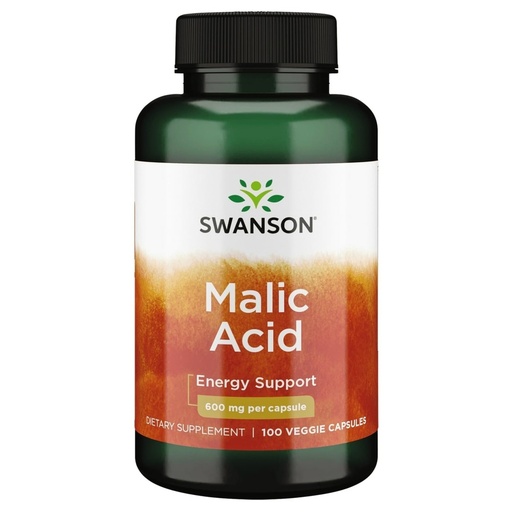 [BRSWIYT7PMBGOEDG] Swanson Malic Acid - Natural Supplement Promoting Cellular Energy Production - Supplement Formula to Help Nourish & Energizes Muscles - (100 Veggie Capsules, 600mg Each)