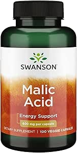 [BRSWIYT7PMBGOEDG] Swanson Malic Acid - Natural Supplement Promoting Cellular Energy Production - Supplement Formula to Help Nourish & Energizes Muscles - (100 Veggie Capsules, 600mg Each)
