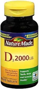 [BRSWKZAFBIIAOC3Y] Nature Made Vitamin D3 2000 IU Tablets 100 ea (Pack of 2)