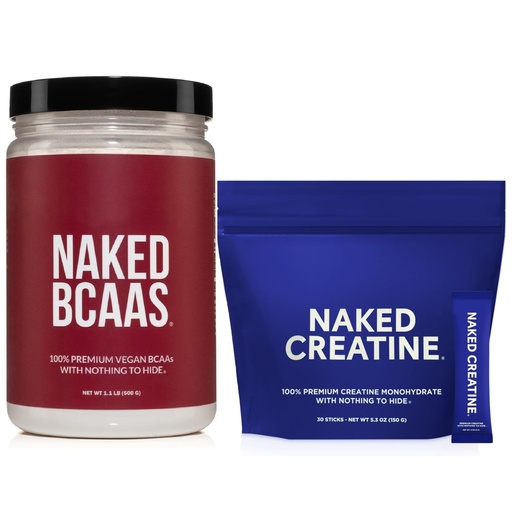 [BRSREBAROAPA2DLF] NAKED BCAAs Amino Acids Powder 500g (100 Servings) Creatine Stick Packs (30 Servings) – Unflavored; Vegan; Non-GMO; Gluten Free; Soy Free; No Fillers