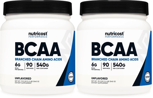 [BRSRGFI7AACQEF3K] Nutricost BCAA Powder 2:1:1 (90 Servings, No Flavor Added) - Branched Chain Amino Acids (Pack of 2)