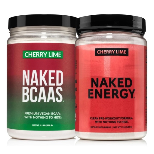 [BRSREHAFCUMA4HTO] NAKED Cherry Lime Pre Workout & BCAA Bundle – Vegan Clean Energy (30 Servings) + 2:1:1 BCAA Powder (34 Servings) for Performance & Recovery