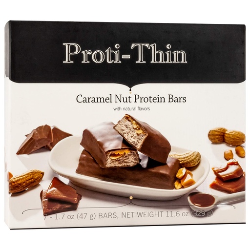 [BRSWG2YPAAPQAYDB] Proti-Thin Caramel Nut High Protein Bar, High-Fiber Pre-workout Bars, 15g Protein, Low Fat, Low Sugar, No Gluten Ingredients, Ideal Protein Compatible, Aspartame Free, 1 Pack of 7 Servings