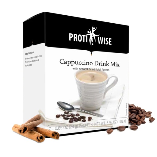 [BRSWG2QROIIBACY4] ProtiWise High Protein Diet Drink Mix | Cappuccino | Meal Replacement for Weight Loss and Hunger Control | 15 grams Protein, Low Calorie, Low Fat, Sugar-Free, Keto Friendly| 7/Box