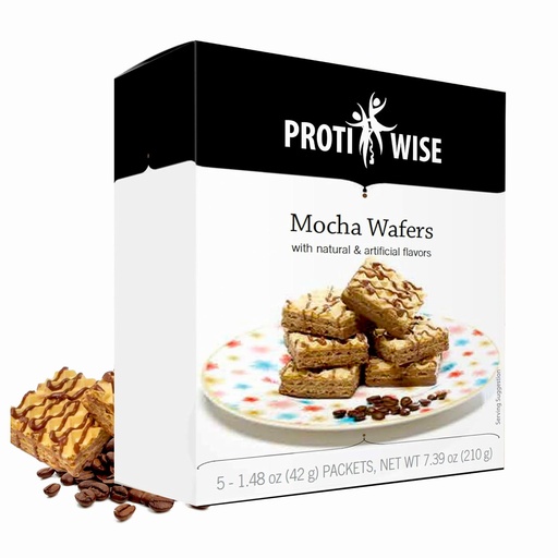 [BRSWYZQPOEFBQ2D7] ProtiWise High Protein Wafers | Mocha | 15g Protein Per Serving, Low Carb, Low Sugar, High Fiber Snack | Gluten-Free, Keto-Friendly Diet for Hunger Control & Weight Loss | 5/Box