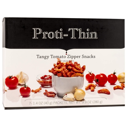 [BRSWGFT2AV5RACLA] Proti-Thin High Protein Tangy Tomato Zipper Snacks, Crunchy Bites for Healthy Diet,15g Protein, Low Calorie, Low Fat, Low Sugar, Gluten-Free, 1 Pack of 7 Servings