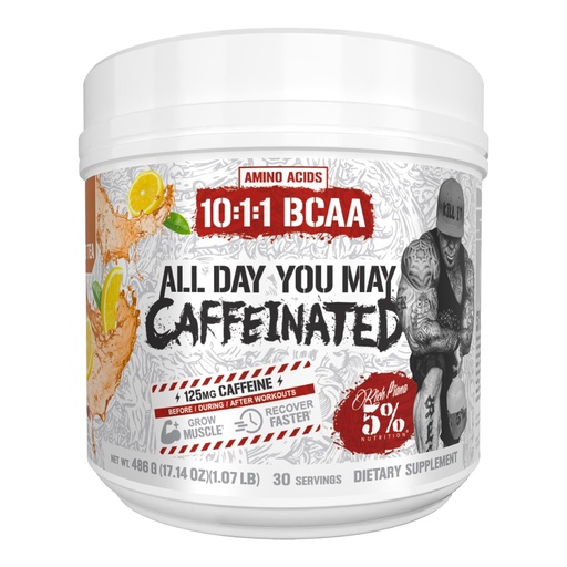 [BRSW2H3YCIHGE3A6] 5% Nutrition Rich Piana AllDayYouMay Caffeinated BCAA Energy Powder | Premium Pre Workout Amino Energy & Electrolytes | Hydration, Endurance & Recovery | 16.3 oz, 30 Servings (Southern Sweet Tea)