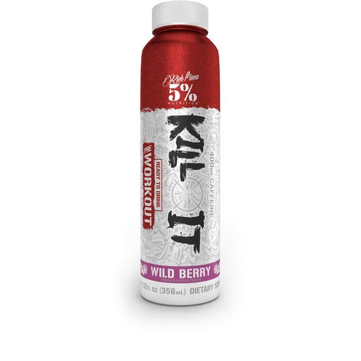 [BRSROYYZAAJWEDLA] 5% Nutrition Kill It Ready-to-Drink High Stim Pre Workout | 400mg Caffeine Energy Drink | Extreme Pump, Endurance, Focus & Hydration | Citrulline, Beta Alanine, Taurine | 1 Pack (Wild Berry)