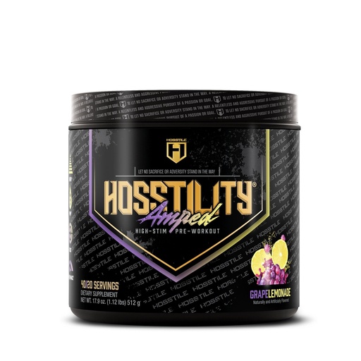 [BRSREFQPCN7RAFY4] HOSSTILE Hosstility Amped High Stim Pre-Workout – Extreme Energy & Focus, 450mg Caffeine, Nootropics, Pumps, Power, Endurance, Grape Lemonade, 40/20 Servings