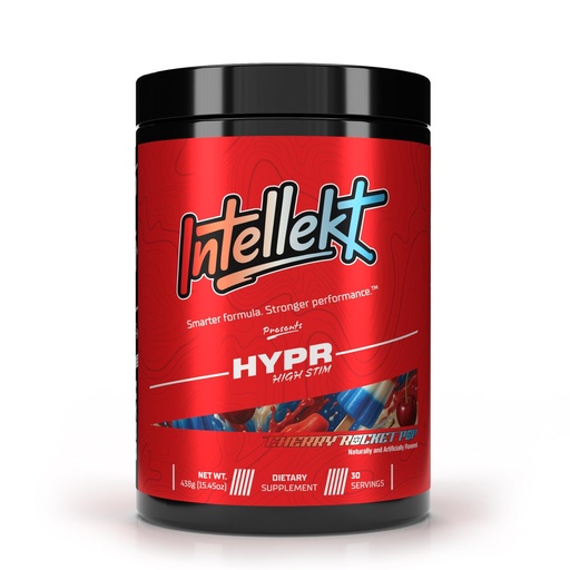 [BRSRGYICCIDRAGTX] INTELLEKT Lifestyle Hypr High Stim Pre Workout Powder for Men and Women, 350mg Caffeine, Energy Focus and Pump, L-Citrulline 6g, Alpha GPC, Beta Alanine, 20 Servings (Cherry Rocket Pop)