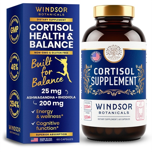 [BRSROEIZBUHAIYL4] 15-IN-1 Cortisol Supplements for Women & Men - Cortisol Reducer, Manager with Ashwagandha, Acerola, L-Tyrosine, Vitamin C, B6 - Mood, Stress Relief, Restful Sleep Support - 60 Capsules, 60-Day Supply