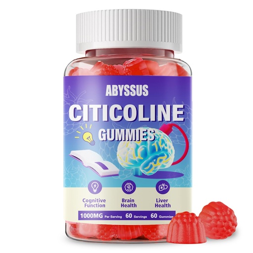 [BRSREZQEDEMQGALV] ABYSSUS Citicoline (CDP Choline) 1000mg Gummies – Brain Support for Cognitive Focus & Clarity, Citicoline Supplement for Energy, Sugar-Free, Vegan, Non-GMO, 60 Count