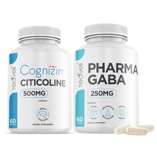 [BRSREHD6AQIQADT3] Teaveli Citicoline with Pharma GABA Capsules Bundle