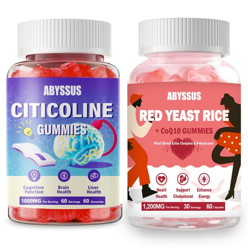 [BRSRGYAOCENBSYD6] ABYSSUS A Bundle of CDP-Choline Gummies + Red Yeast Rice & CoQ10 Gummies—Designed to Cognitive Support and Heart Health in a Tasty, Convenient Format