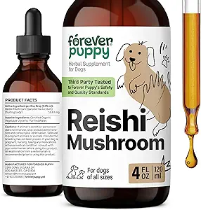 [BRSRAYABOQGRU3LU] Forever Puppy Red Reishi Mushroom Tincture for Dogs - Immune Support Supplement - Mushroom Drops w/Reishi Extract - Liquid Vitamins and Supplements - All Breeds & Sizes - Sugar & Alcohol-Free - 4 oz
