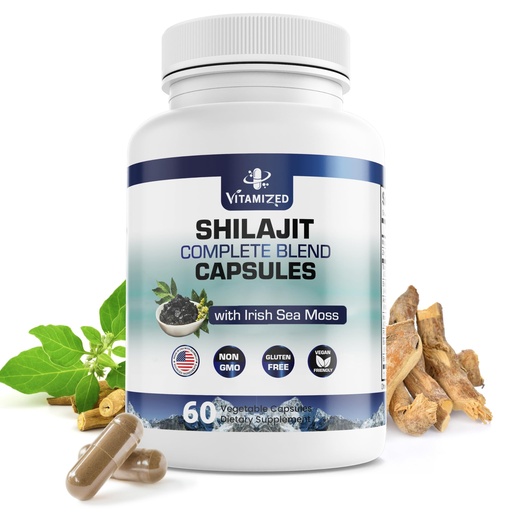 [BRSRAFQHC4NQEHI6] Himalayan Shilajit for Men & Women - Shilajit Ashwagandha Supplements + Irish Sea Moss, Tongkat Ali, PQQ & More - 60 Capsules