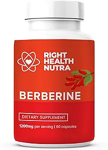 [BRSROFD4B57WOCLD] Right Health Nutra - Berberine 1200mg - 60 Capsules - Pure, Natural Support for Fighting Free Radicals, Boost Immunity & Balance Microbiome - Vegan & Natural Berberine Capsules