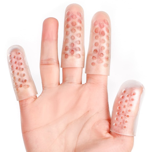 [BRSW2ZIECAMBM3DK] Sumifun Clear Finger Cots with Air Holes, 8PCS Silicone Finger Protectors Sleeves, Reusable Rubber Thumb Support for Wounds, Trigger Finger, Eczema, Hand Cracking, Arthritis (6PCS small + 2PCS big)
