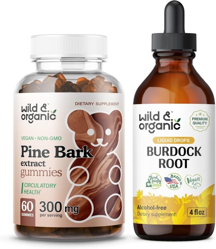 [BRSRAGD3CB6AYAD2] Wild & Organic Pine Bark Extract Gummies & Burdock Root Tincture 4 fl oz
