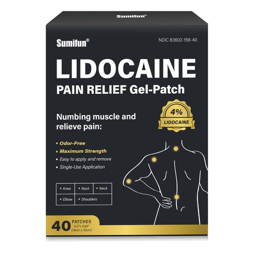 [BRSRAAQ2AUIGKALO] Sumifun Lidocaine Patches Maximum Strength - 30 Counts Pain Relief Patch for Back Aches Muscle Soreness Stiff Neck Joint Pain Topical Analgesic (Large, Count, 40)