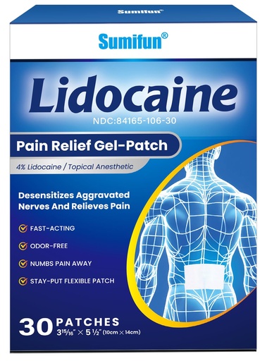 [BRSRE2QYBEPGKA3U] Sumifun Lidocaine Numbing Pain Patches - 30 Counts Maximum OTC Strength Pain Relief for Simple Backache, Muscle Sore, Joint Pain, Sprain, Strain - 5 1/2" X 3 15/16", Fast Acting & Long Lasting 8 Hours