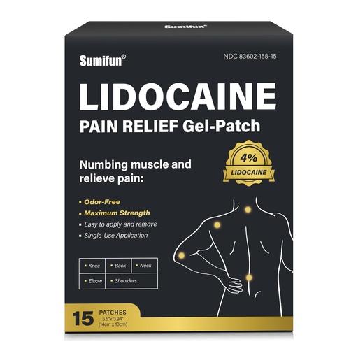 [BRSRAAQYBYNG2HQ6] Sumifun Lidocaine Patches Maximum Strength - 30 Counts Pain Relief Patch for Back Aches Muscle Soreness Stiff Neck Joint Pain Topical Analgesic (Large, Count, 15)