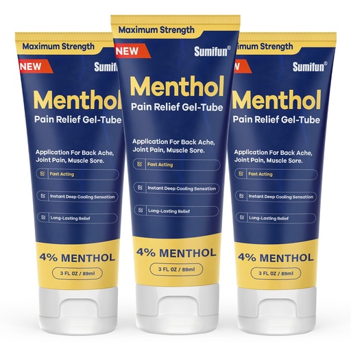 [BRSRAAQRO4DQKG3D] Sumifun Menthol Pain Relief Gel-Tube-3 FL OZ Tube (Pack of 3)- for Knee & Lower Back,Sore Muscle Relief, Neck,Shoulder Pain Relief