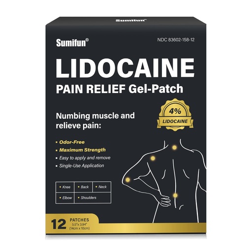 [BRSRGYAFOJ4GGHQY] Sumifun Lidocaine Patches Maximum Strength - 12 Counts Pain Relief Patch for Back Aches Muscle Soreness Stiff Neck Joint Pain Topical Analgesic (Large, Count, 12)