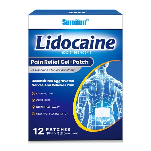 [BRSRGFD3OQNWE233] Sumifun Lidocaine Numbing Pain Patches - Maximum OTC Strength Pain Relief for Simple Backache, Muscle Sore, Joint Pain, Sprain, Strain, Fast Acting & 8 Hours Long Lasting (Large, 12 Count)