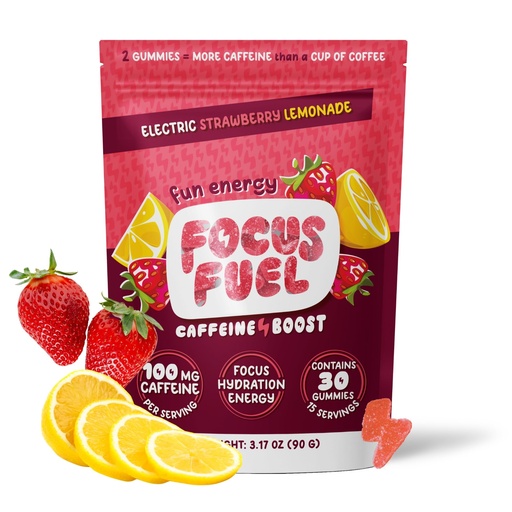[BRSRAZDROEPRGFY7] FocusFuel Energy Chews – Strawberry Lemonade Flavor (15 Servings) – 100mg Caffeine + Alpha GPC + L-Theanine + B12, Magnesium – Boost Focus & Energy – No Crash or Jitters