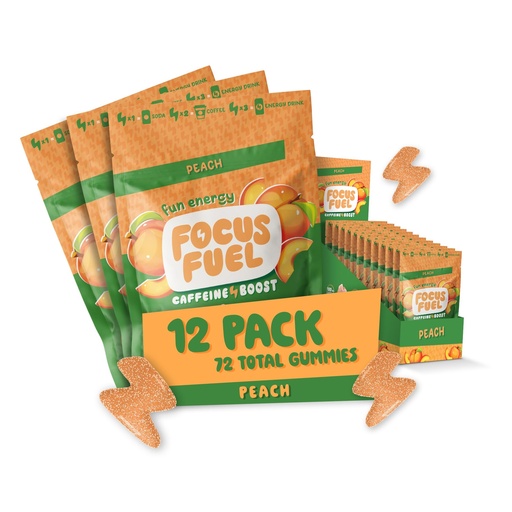 [BRSRECQDPN5BSDLZ] FocusFuel Energy Chews – Peach Sample Pack (36 Servings) – 100mg Caffeine + Alpha GPC + L-Theanine + B12, Magnesium – No Crash or Jitters