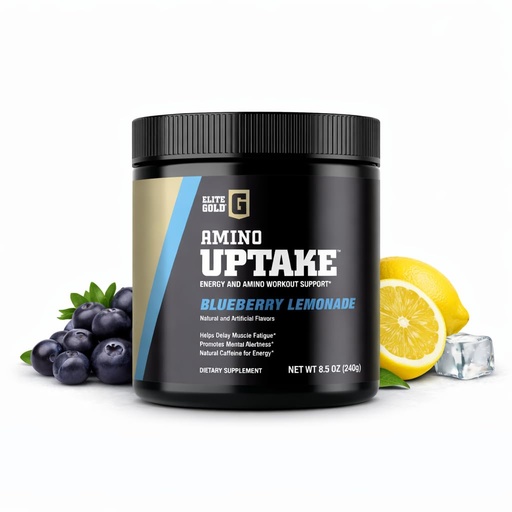 [BRSWGELRBMPGMF3Z] Elite Gold Amino Uptake, Blueberry Lemonade, Amino Energy, Hydration, Beta Alanine, Energy Drink, Beta Alanine, L Citrulline, 8.46 oz Tub (30 Servings)