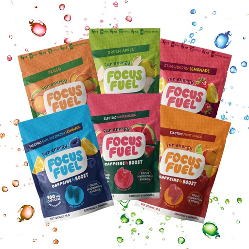 [BRSREZLYBB6B6D37] FocusFuel Energy Chews – 18-Serving Variety Sampler – 100mg Caffeine + L-Theanine + B12 – 6 Flavors: Blue Razz, Watermelon, Fruit Punch, Peach, Green Apple, Strawberry Lemonade – No Crash or Jitters