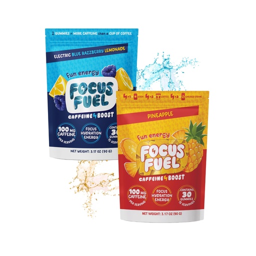 [BRSREEA5A4IWOFIV] FocusFuel Energy Chews Variety Pack – Pineapple & Blue Razzberry Lemonade (2-Pack, 30 Servings Total) – 100mg Natural Caffeine + Nootropics – Bold, Tropical Energy