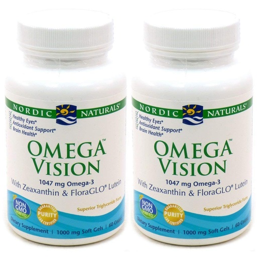 [BRSWIYYOBAIQE3AZ] Nordic Naturals Omega Vision, Lemon - 60 Soft Gels - Pack of 2-1460 mg Omega-3 + FloraGLO Lutein & Zeaxanthin - Eye Health, Brain Health, Antioxidant Support - Non-GMO - 60 Total Servings