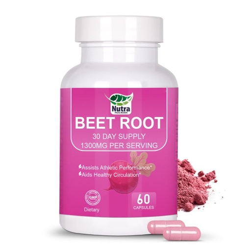 [BRSRE2YQPMPGEHLK] Beet Root Capsules Organic - 1300mg Beetroot Powder Capsules for Natural Energy - 60 Vegan Beetroot Supplement Supports Blood Pressure, Athletic Performance, Digestive, Immune System (Beetroot)
