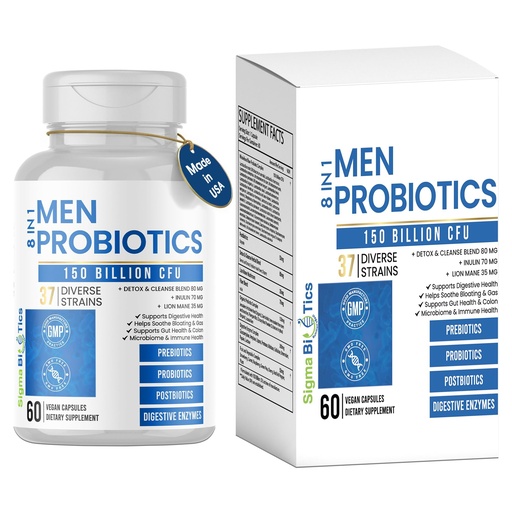 [BRSRACYQPMMQYFLO] Probiotics for Men - 150 Billion CFU Acidophilus Capsules with Prebiotics & Postbiotics - Supports Gut Microbiome, Colon & Immune Health - 37 Strains with Digestive Enzymes - 60 Vegan Capsules
