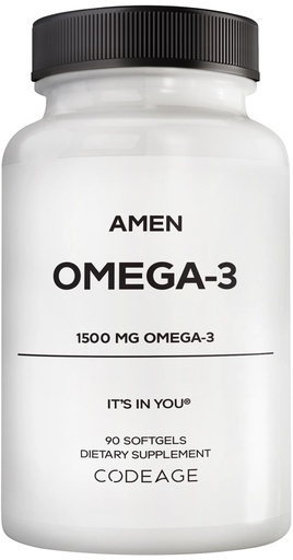 [BRSROZ35OQGQGDI2] Amen Omega-3 Supplement - 1500mg High-Potency Daily Omega 3 - EPA and DHA Fatty Acids Fish Oil - 45-Day Supply - Fatty Acid Supplements - Fish Oil Pills - Non-GMO - 90 Soft Gels Capsules