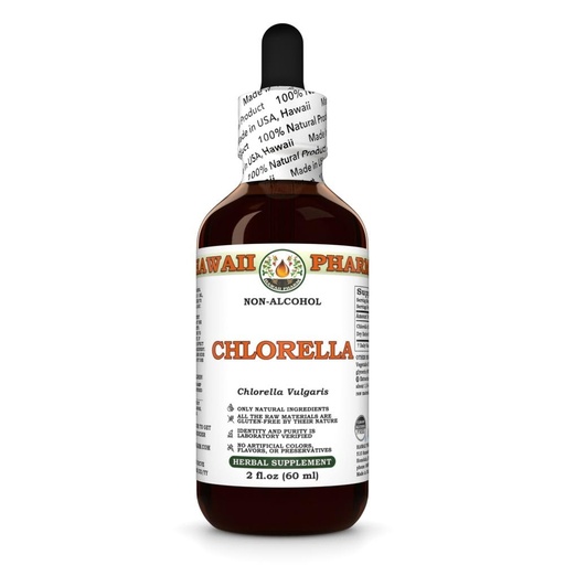 [BRSRABTYPJ7BM2AY] Chlorella (Chlorella Vulgaris) Dry Entire Plant Glycerite, Made in Hawaii, All Natural, Vegan, Lab Tested Alcohol-Free Liquid Extract - 2 fl.oz