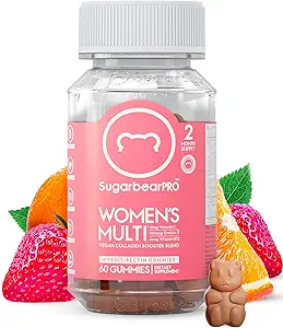 [BRSWGFALOQJRQHTU] Sugarbear Women's Multivitamin Gummies with Collagen, Glutathione, Omega-3, and Vitamins - Vegan, Chewable Daily Supplement (1 Month)