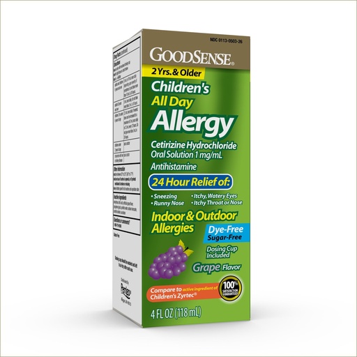 [BRSWIYIPAEOQGEQ5] GoodSense Children’s All Day Allergy, Cetirizine Hydrochloride Oral Solution 1 mg/mL, Grape Flavor, 4 Fluid Ounces