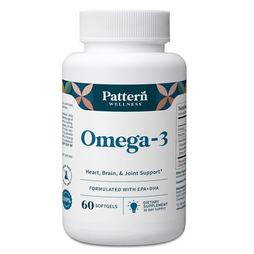 [BRSROBL3O4CRGAL4] Pattern Wellness Omega 3 Softgels - Pure Fish Oil Formula - Helps Maintain Brain, Heart & Joint Health - 3rd Party Lab Tested - Non-GMO, Dairy-Free, Gluten-Free - 60 Softgels