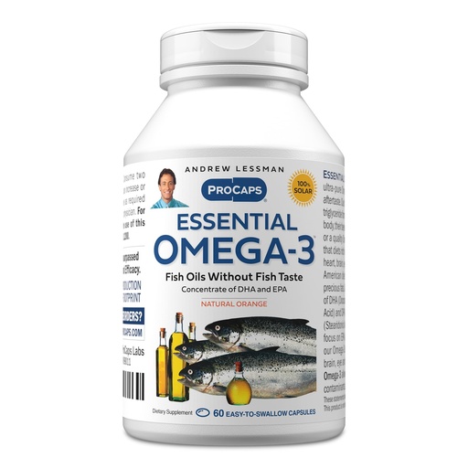 [BRSWGAQHCFYWEAYY] ANDREW LESSMAN Essential Omega-3 Orange - 60 Softgels - Ultra-Pure, High Potency Omega-3 Oils. High DHA, No Stomach Upset, No Contaminants, No Mercury. Small Easy to Swallow Softgels