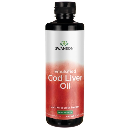 [BRSWGFD3B4CGYELU] Swanson Emulsified Cod Liver Oil (Mint) 16 fl Ounce (1 pt) (473 ml) Liquid