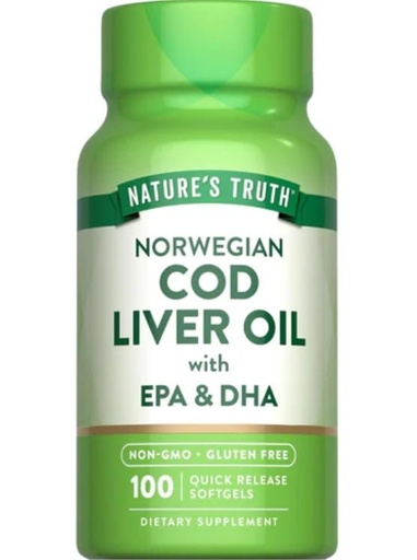 [BRSWG2QRBEPRUELL] Nature's Truth Norwegian Cod Liver Oil Dietary Supplement - 100 Softgels