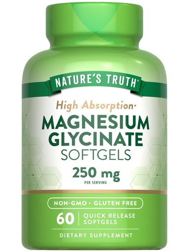 [BRSROHQEPMCGYFL2] Nature's Truth Magnesium Glycinate 250mg | 60 Softgels | High Absorption | Non-GMO & Gluten Free Mineral Supplement